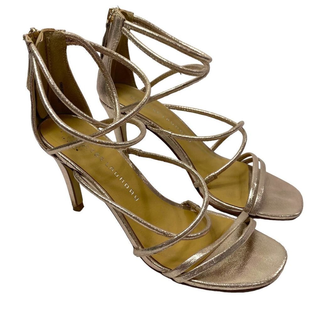 Chinese Laundry Rose Gold Champagne Strappy Sandal Heels